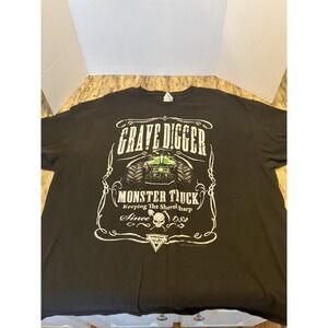 Grave Digger Shirt  2XL Black Graphic Monster Jam Keeping The Shovel Sharp 1982